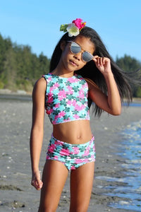 Flamingo and Flower Reversible Two-Piece Swimsuit
