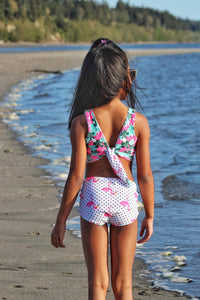 Flamingo and Flower Reversible Two-Piece Swimsuit