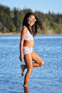 Flamingo and Flower Reversible Two-Piece Swimsuit